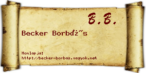 Becker Borbás névjegykártya